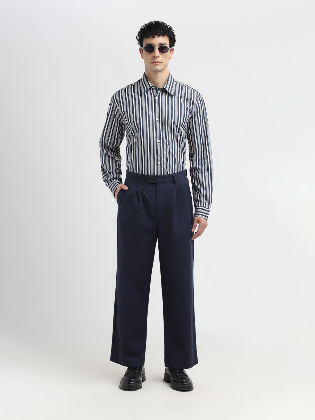 Blue Striped Relaxed Fit Shirt