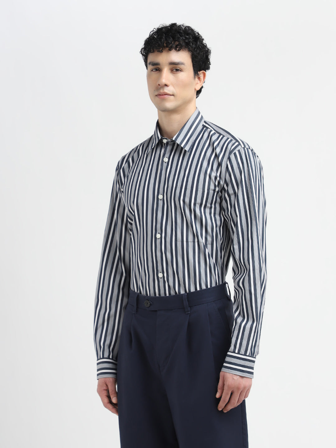 Blue Striped Relaxed Fit Shirt