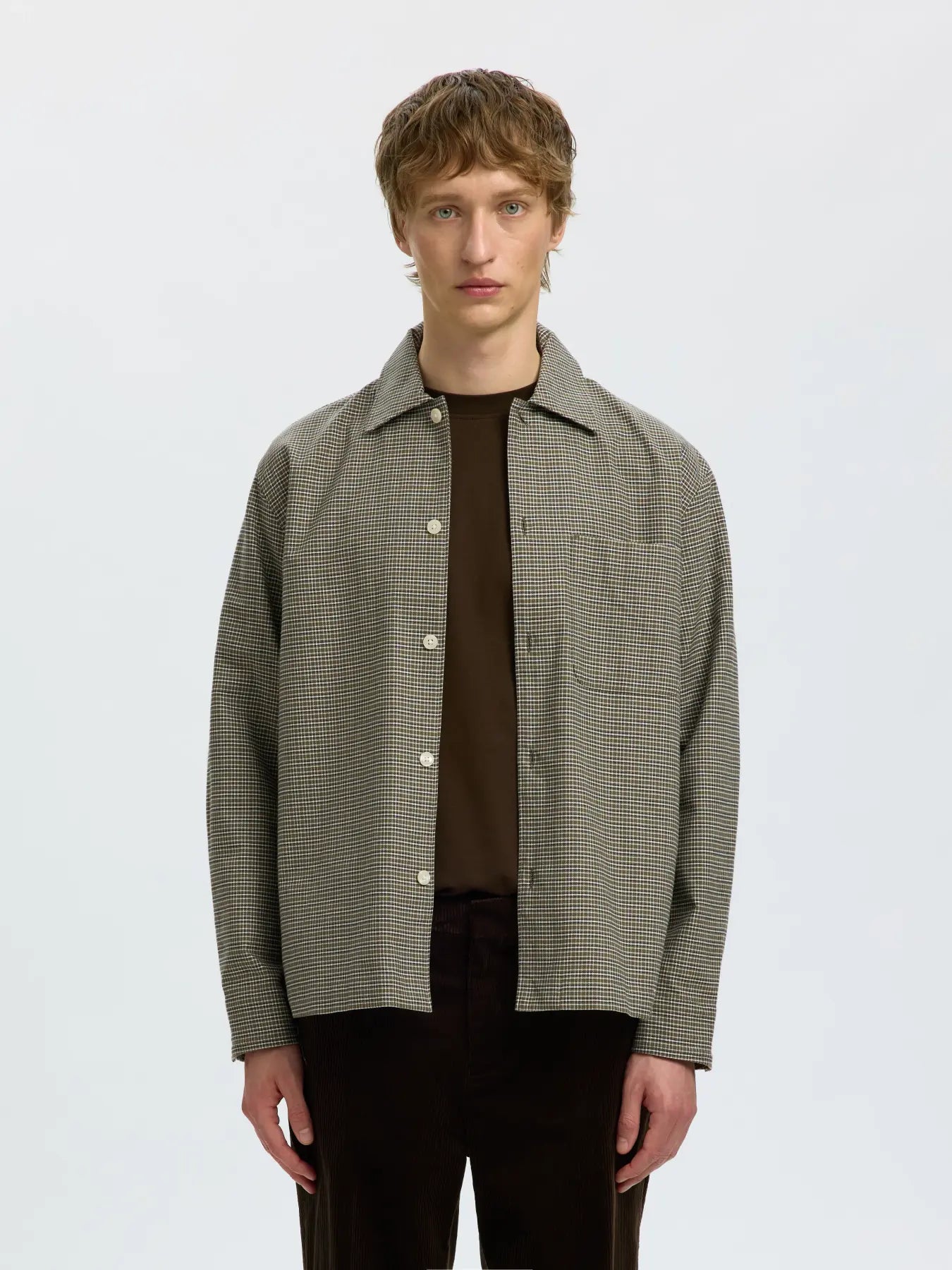 Green Brushed Check Relaxed Fit Shirt