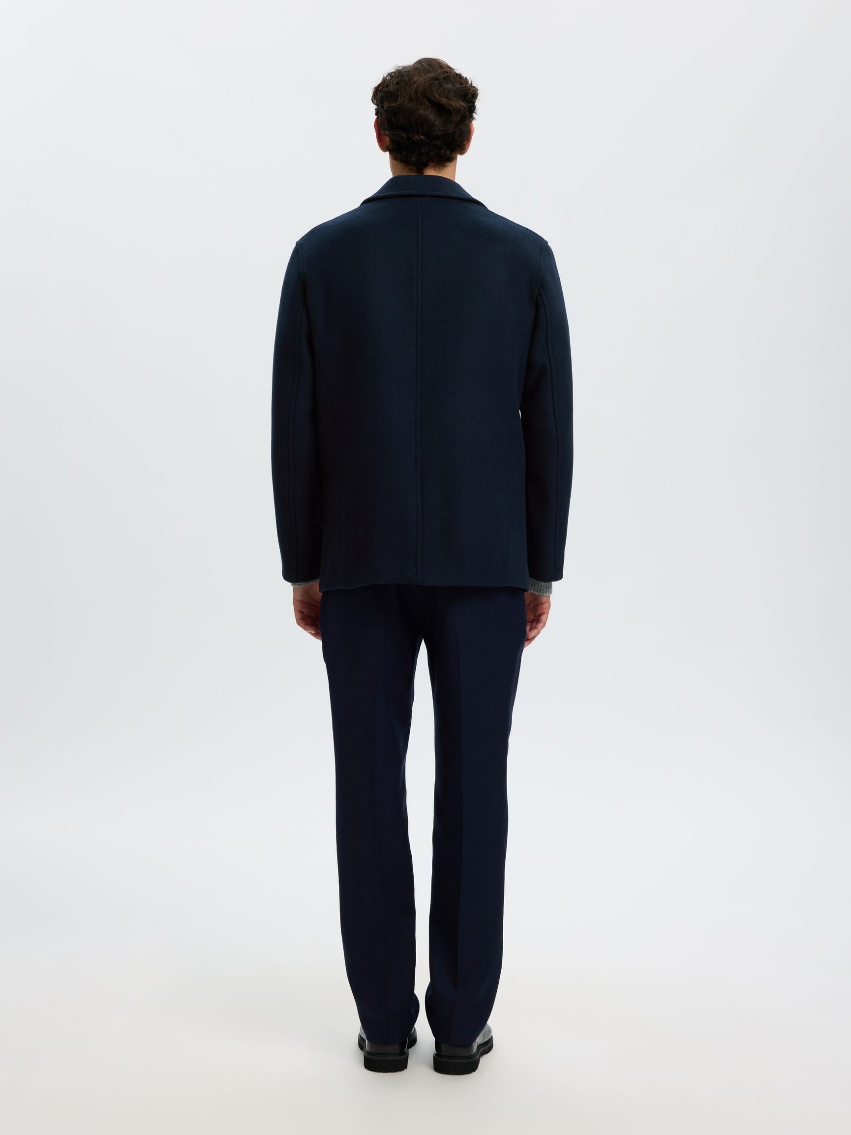Large Lapel Collar Wool Blend Coat