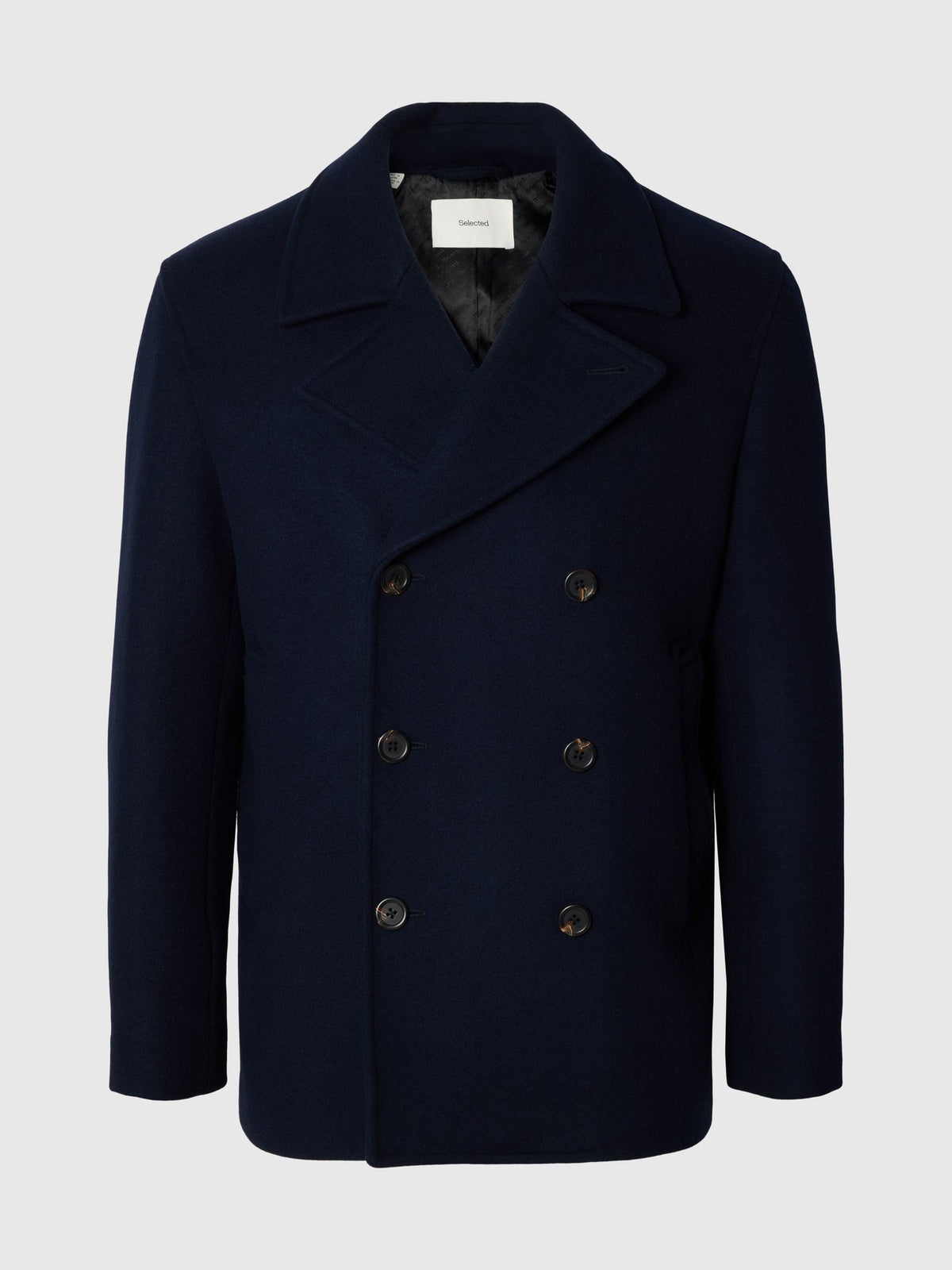 Large Lapel Collar Wool Blend Coat
