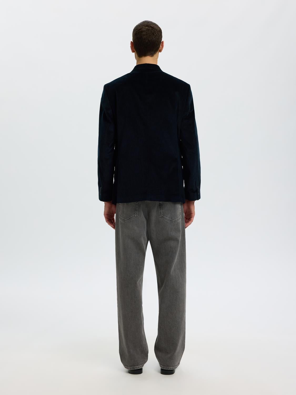 Navy Blue Tailored Corduroy Blazer