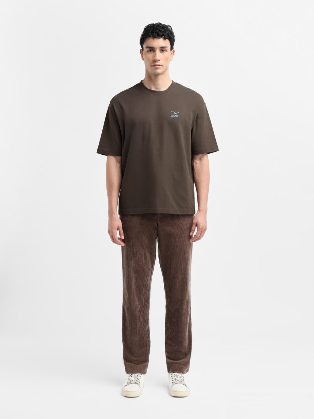 Dark Brown Printed Relaxed Fit T-shirt