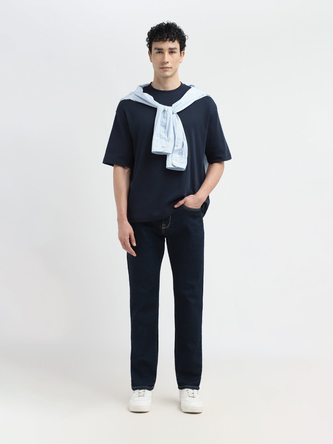 Dark Blue Relaxed Fit O-Neck T-shirt