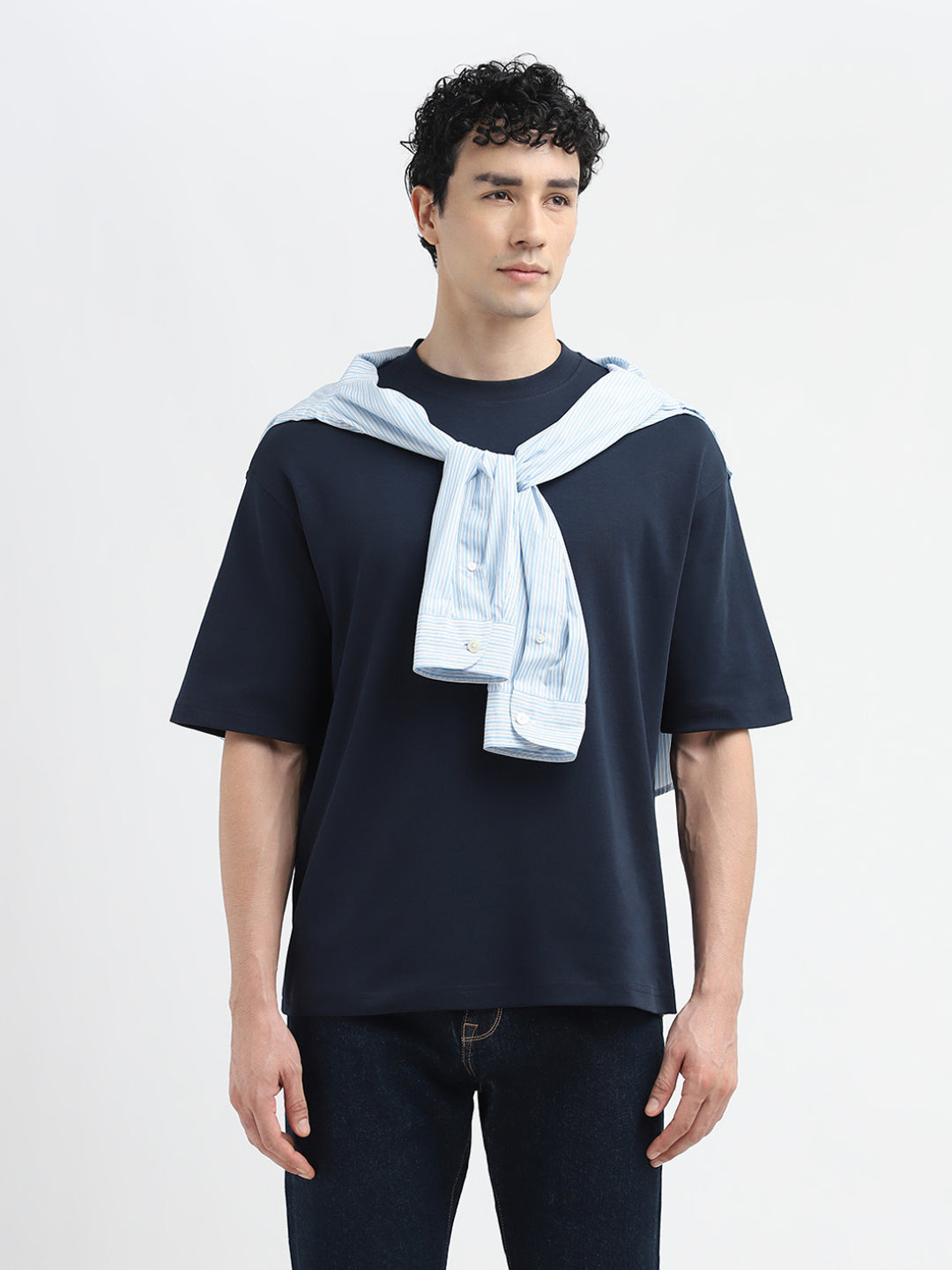 Dark Blue Relaxed Fit O-Neck T-shirt