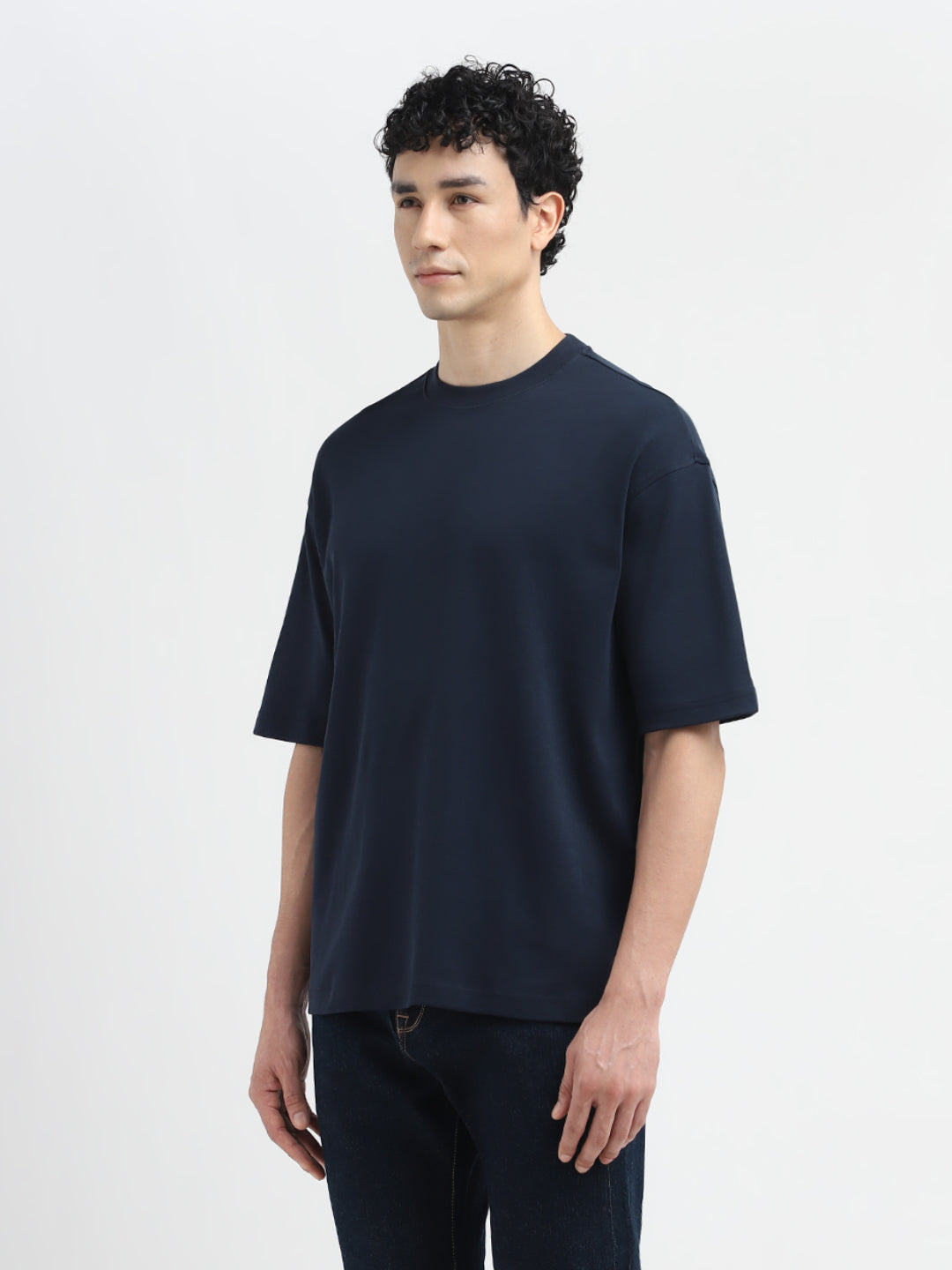 Dark Blue Relaxed Fit O-Neck T-shirt