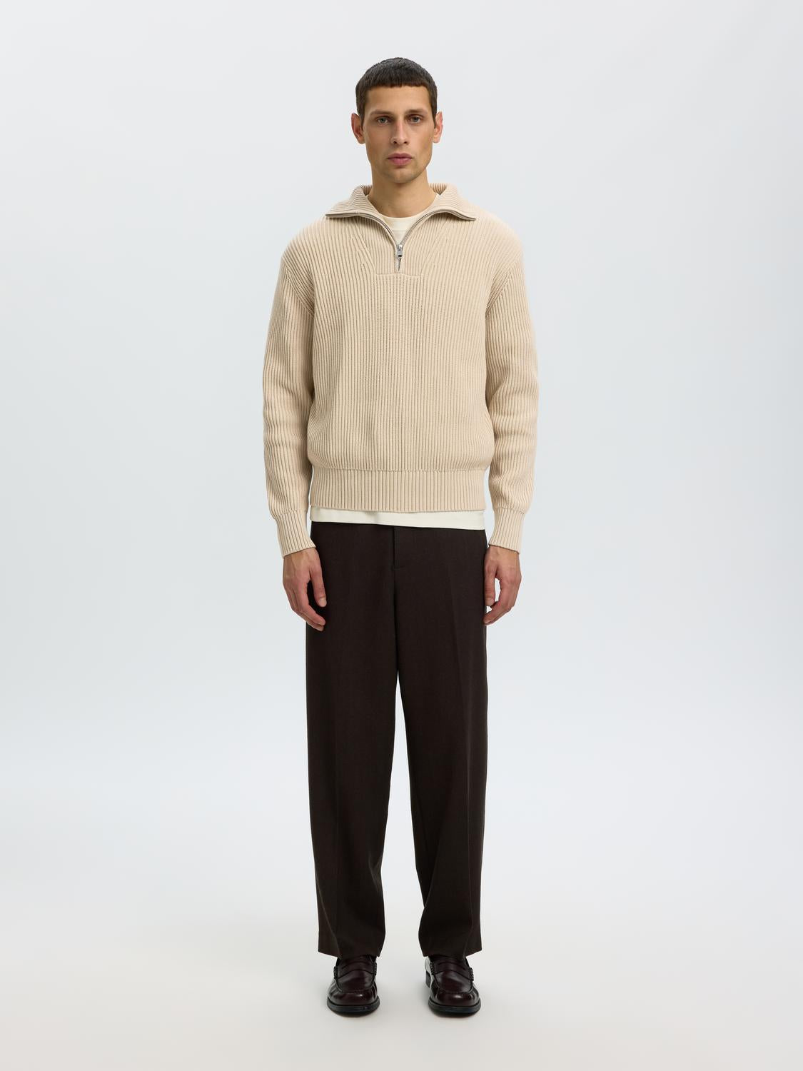 Beige Half Zip Pullover
