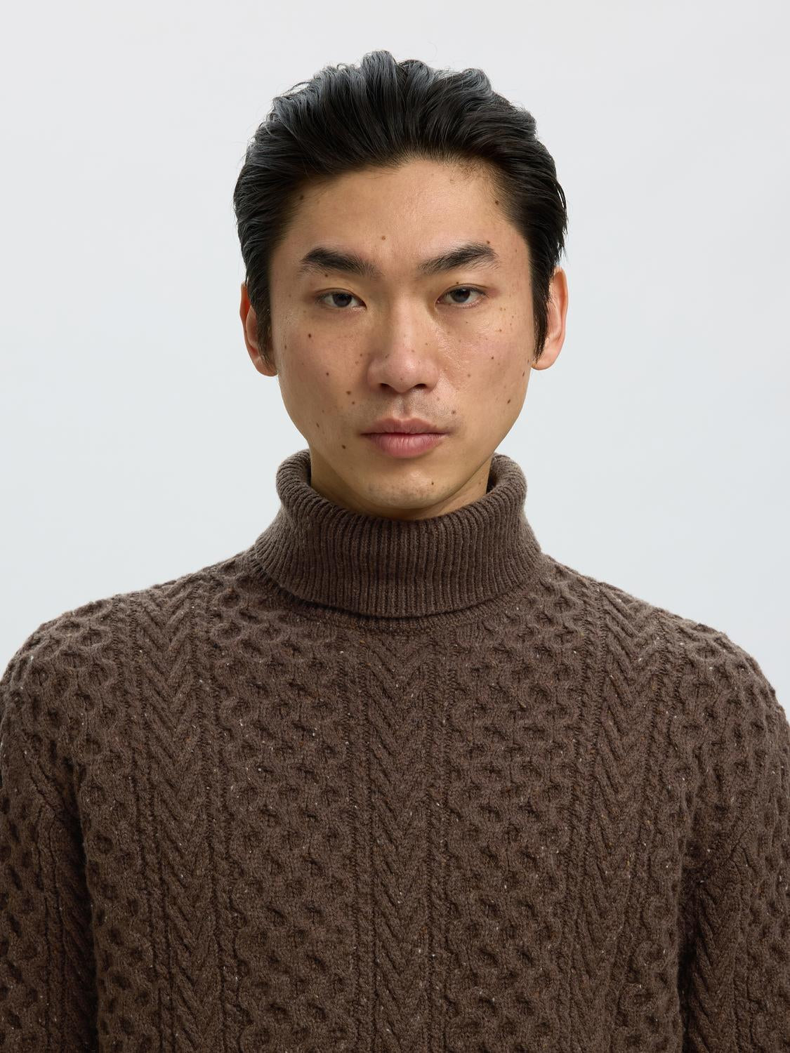 Brown Roll Neck Pullover