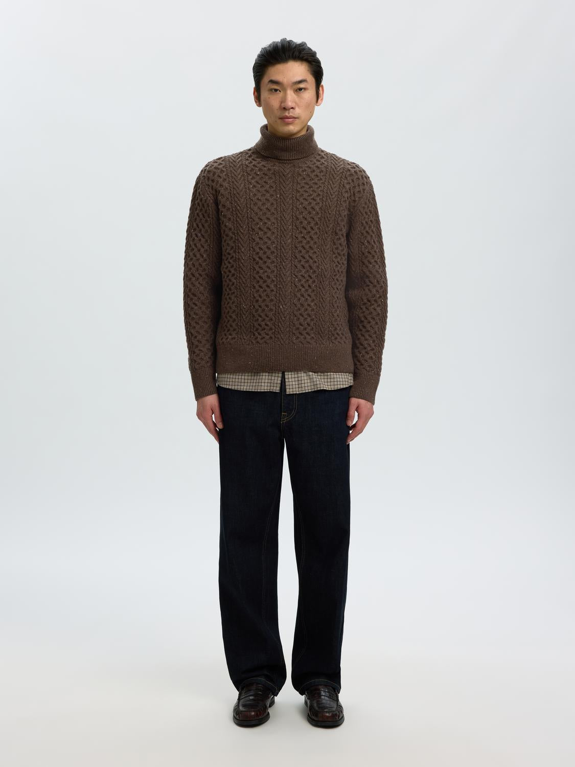 Brown Roll Neck Pullover