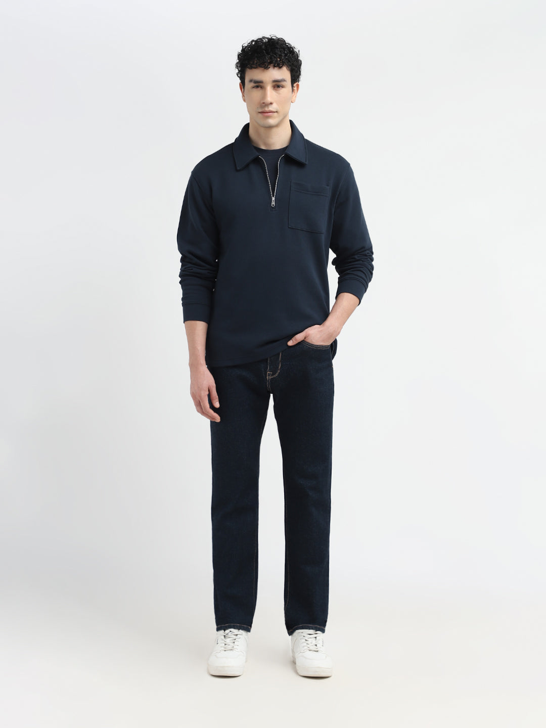 Navy Blue Half Zip Sweatshirt