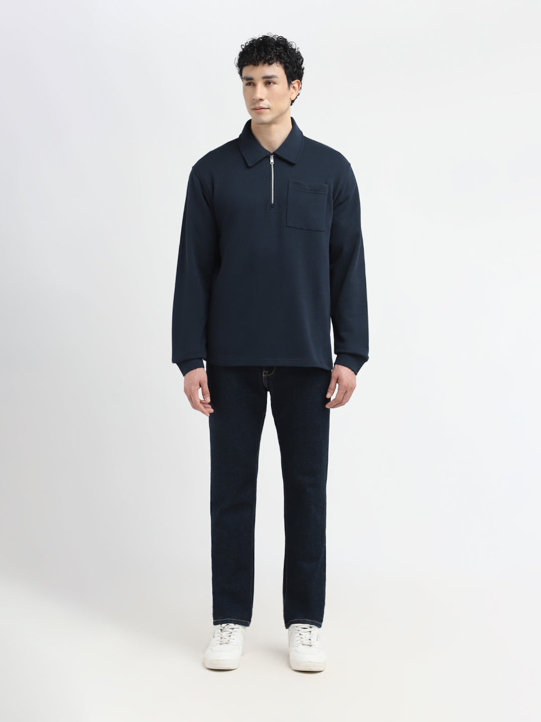 Navy Blue Half Zip Sweatshirt