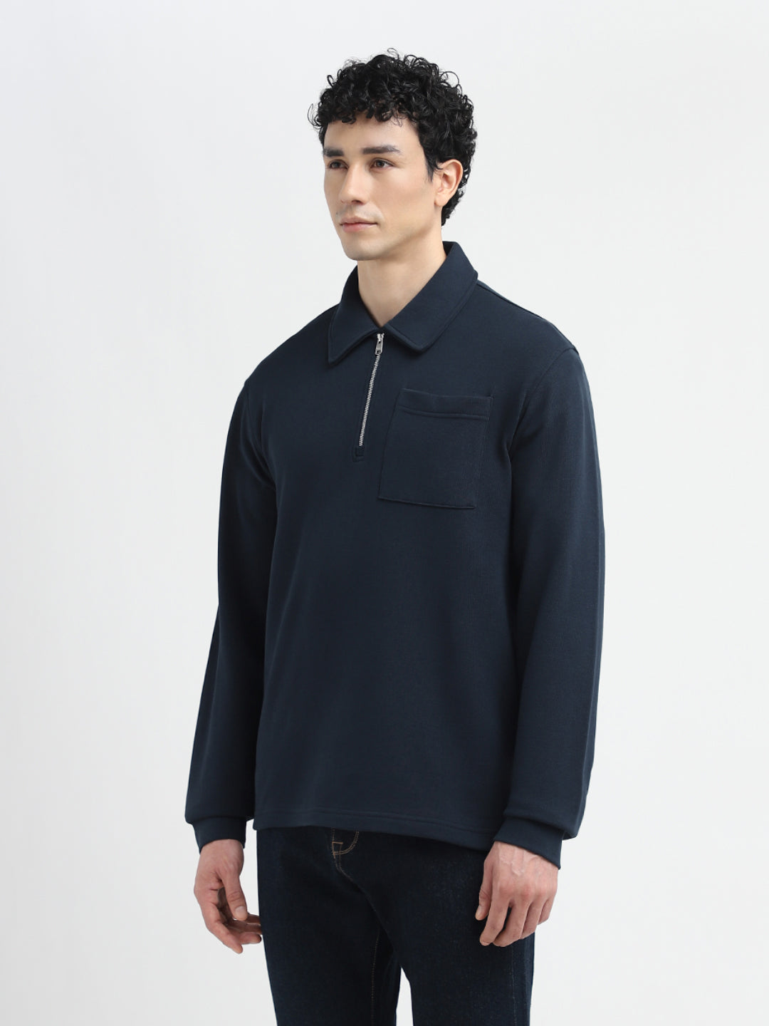 Navy Blue Half Zip Sweatshirt