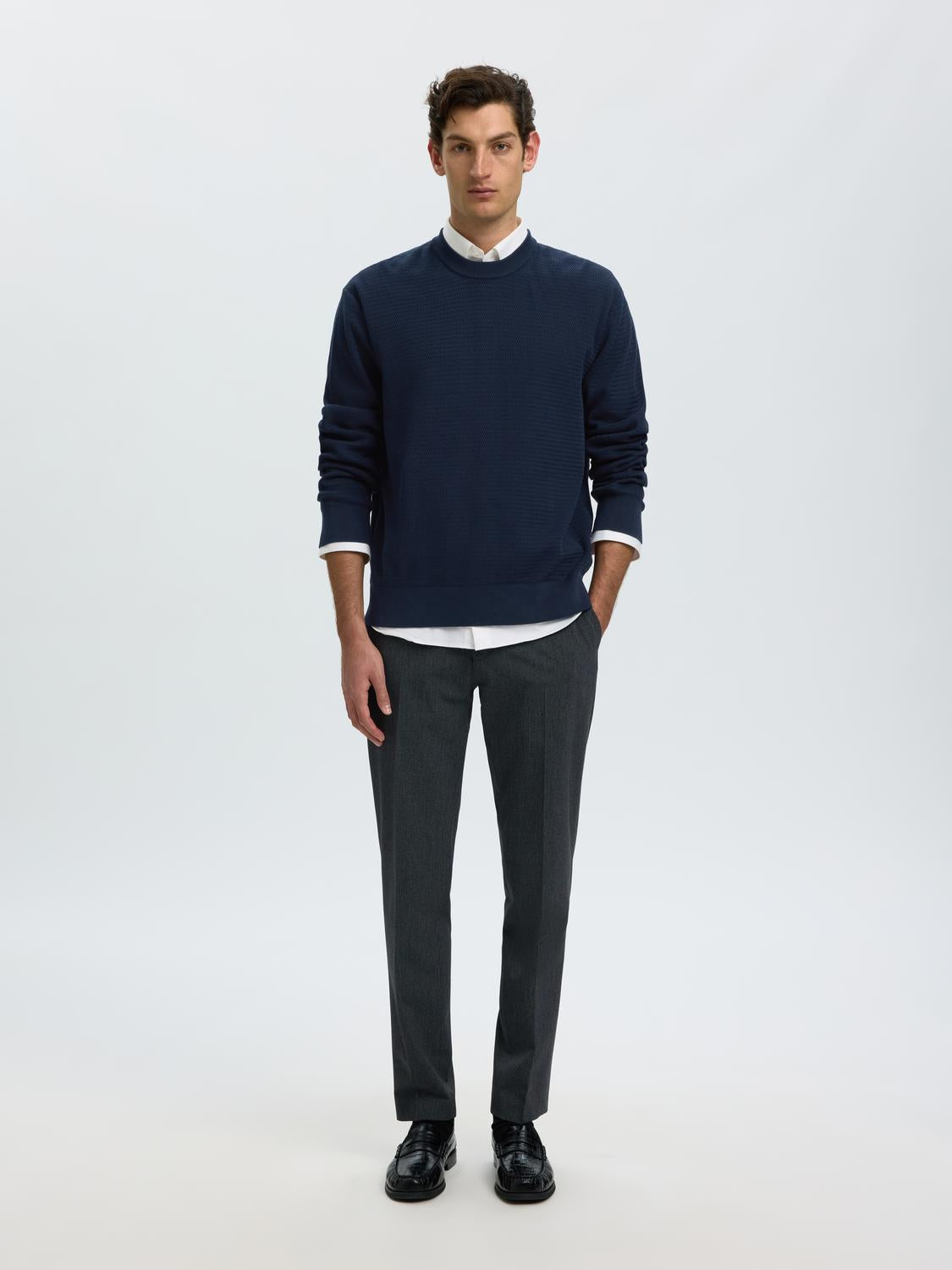 Dark Blue Crew Neck Pullover