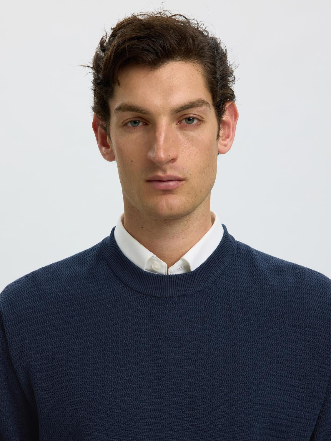 Dark Blue Crew Neck Pullover
