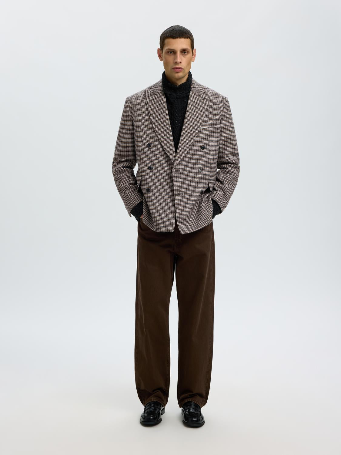 Double Breasted Check Blazer
