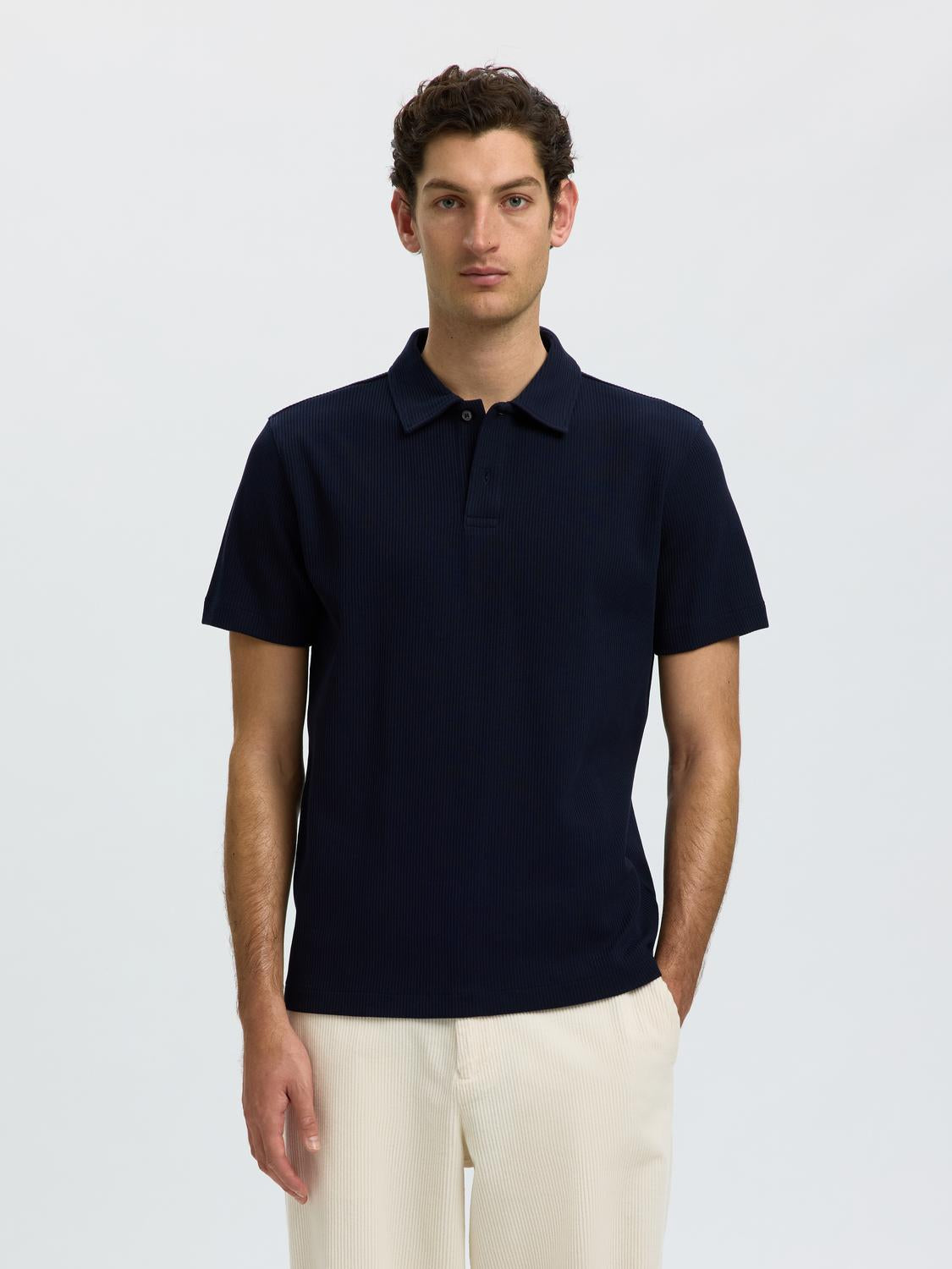 Dark Blue Ribbed Polo