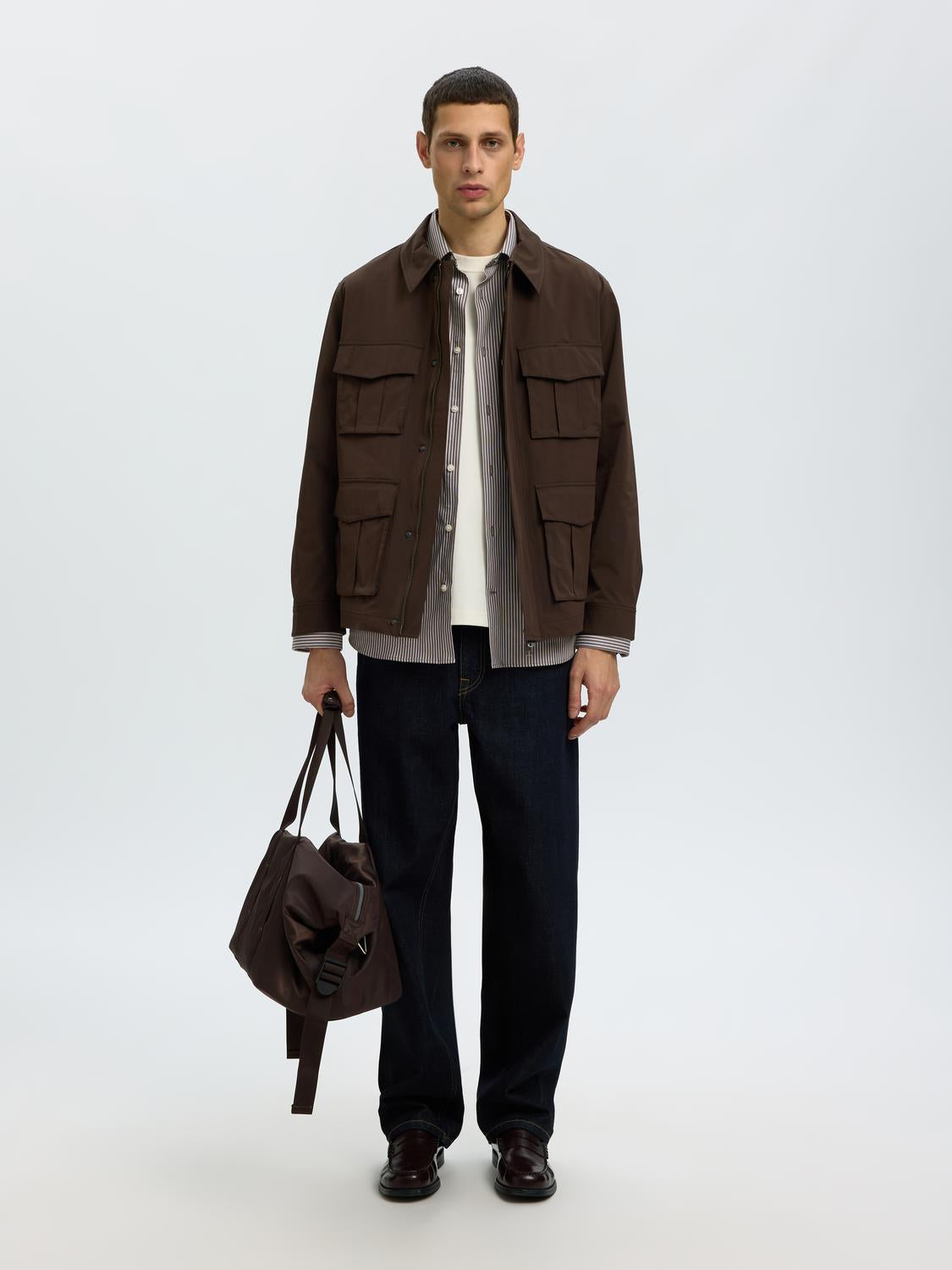 Brown Striped Slim Fit Shirt