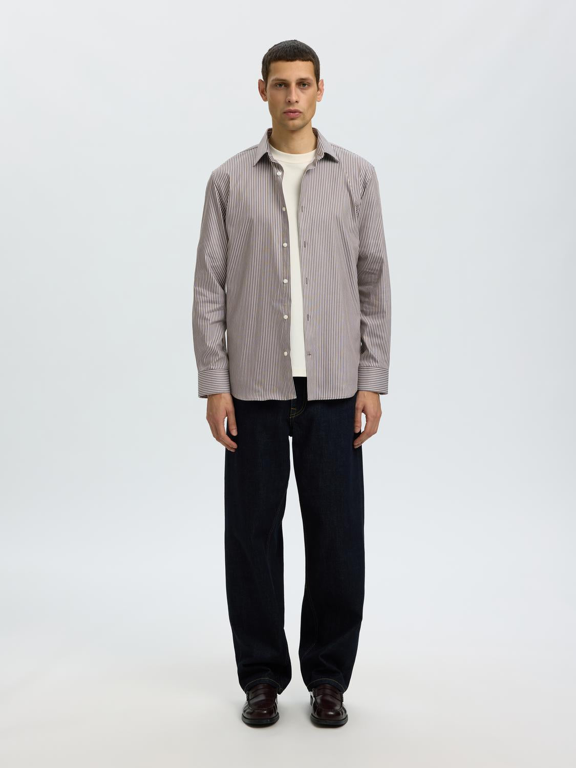 Brown Striped Slim Fit Shirt