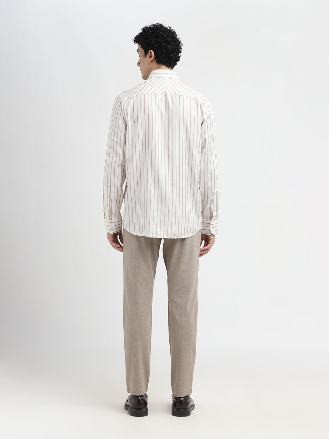 Beige Striped Formal Shirt