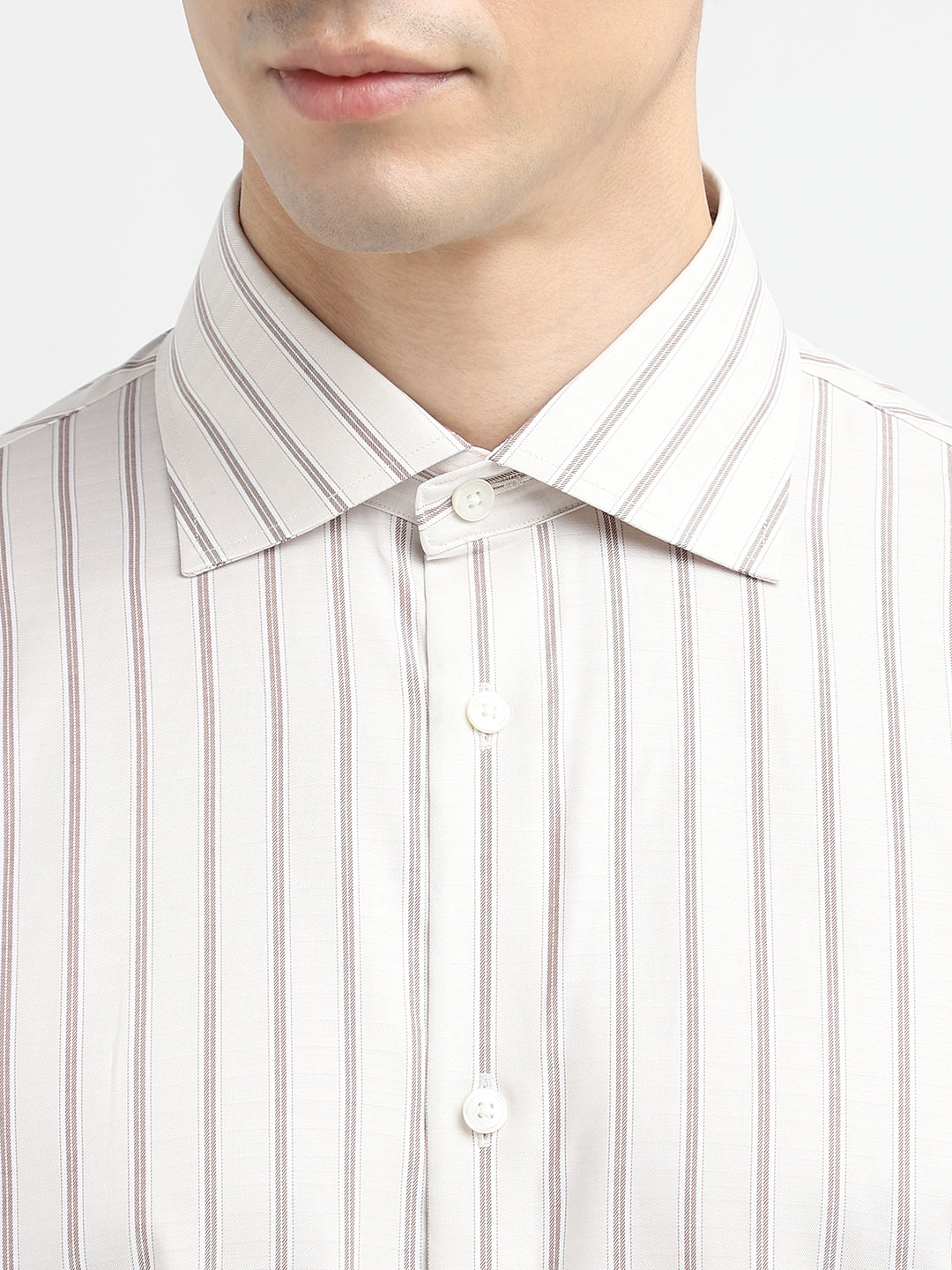 Beige Striped Formal Shirt