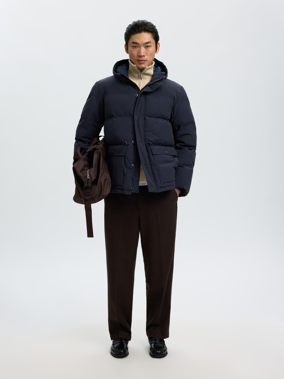 Navy Hooded Puffer Jacket