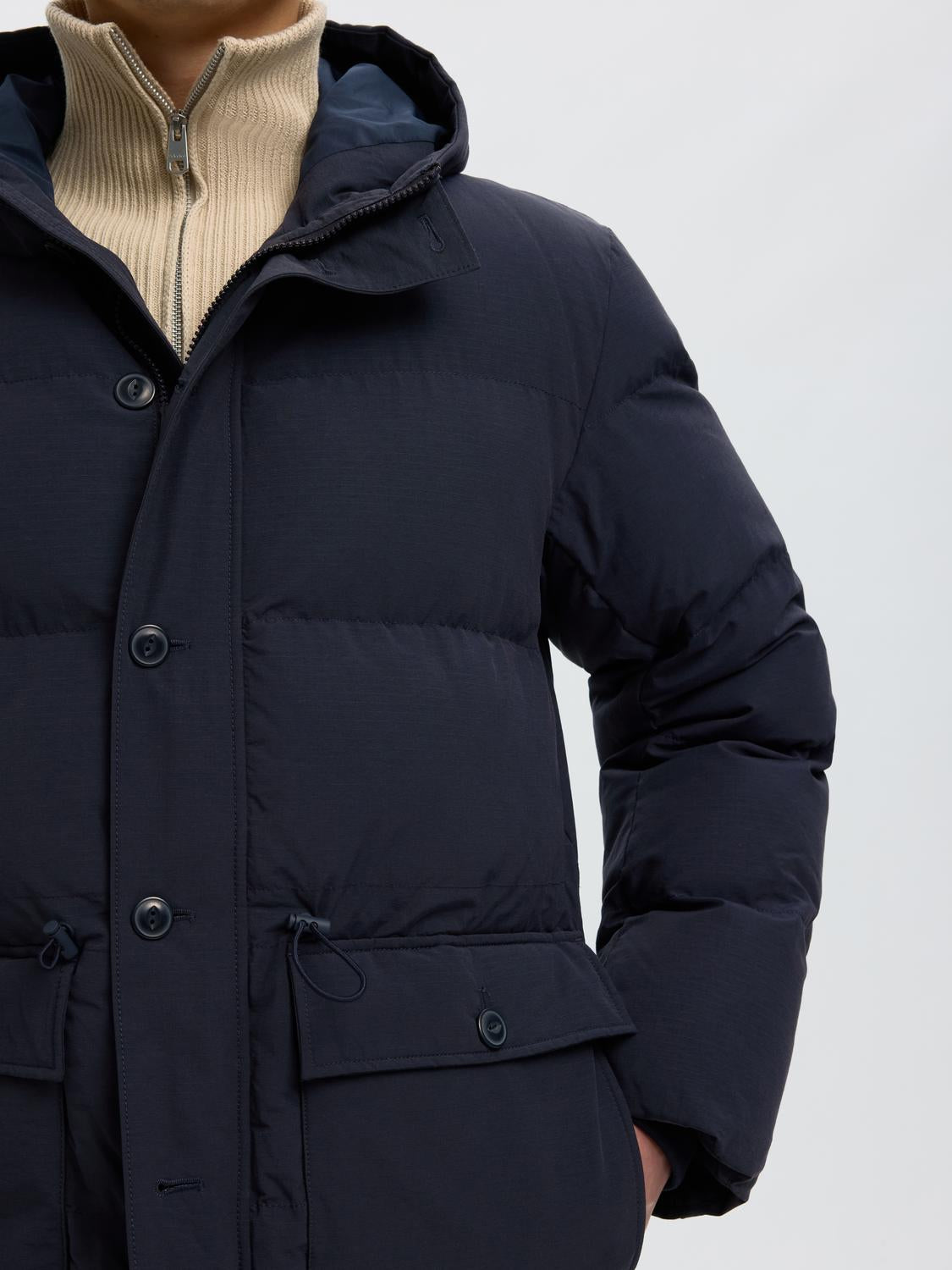 Navy Hooded Puffer Jacket