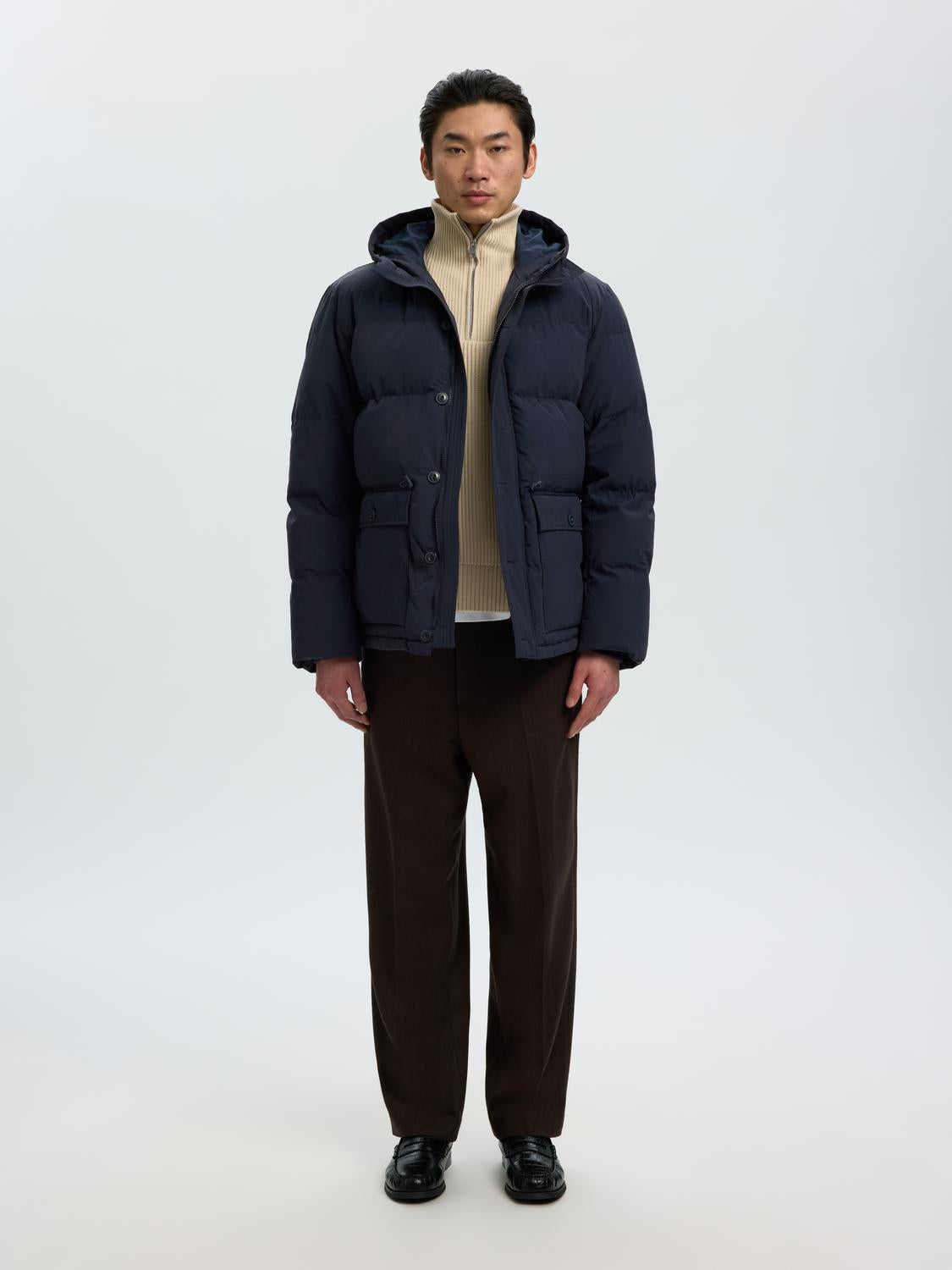 Navy Hooded Puffer Jacket
