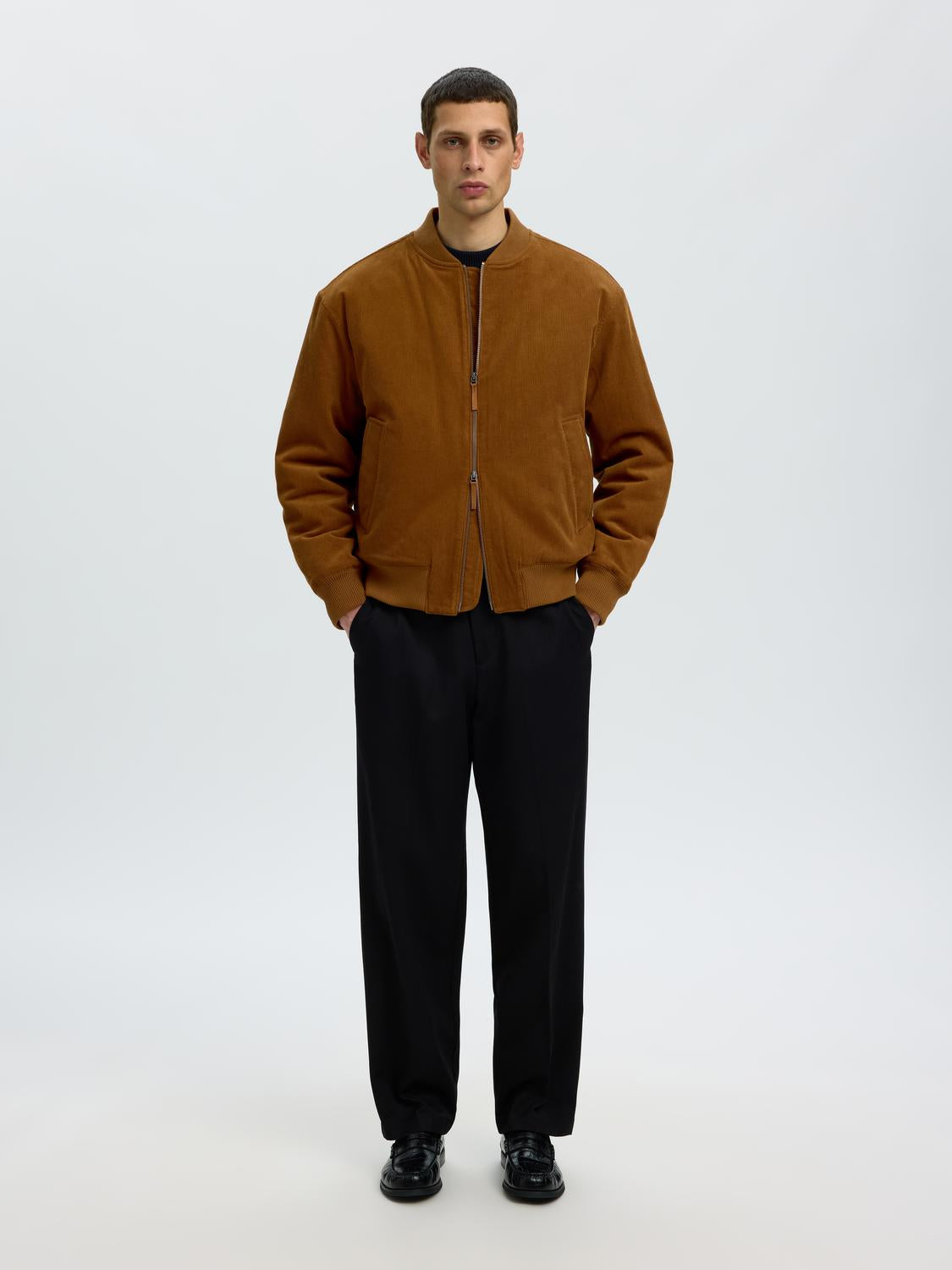 Brown Corduroy Bomber Jacket