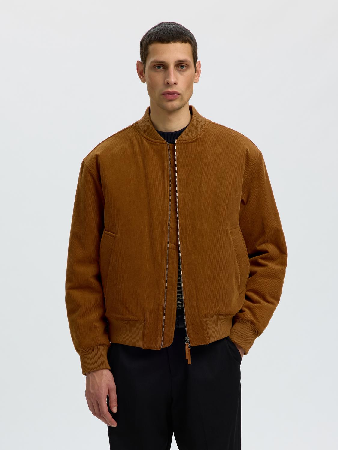 Brown Corduroy Bomber Jacket
