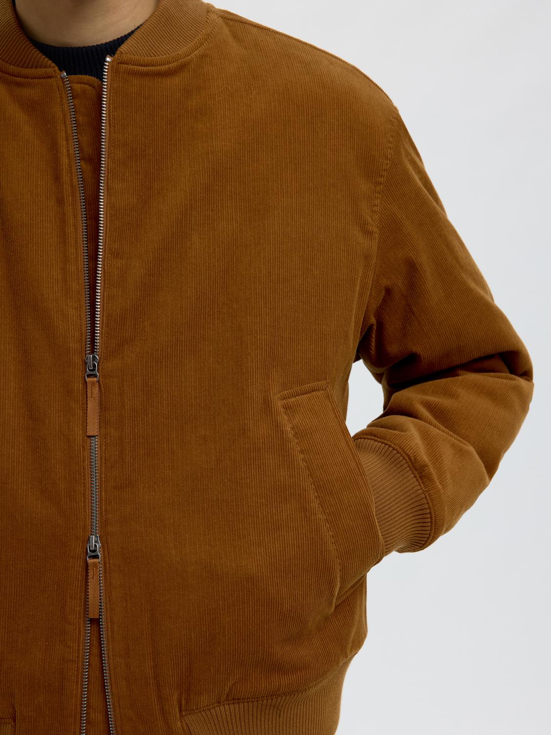 Brown Corduroy Bomber Jacket