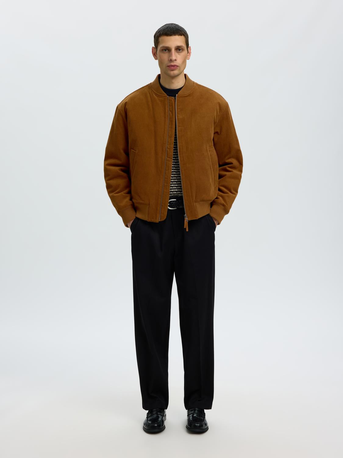 Brown Corduroy Bomber Jacket