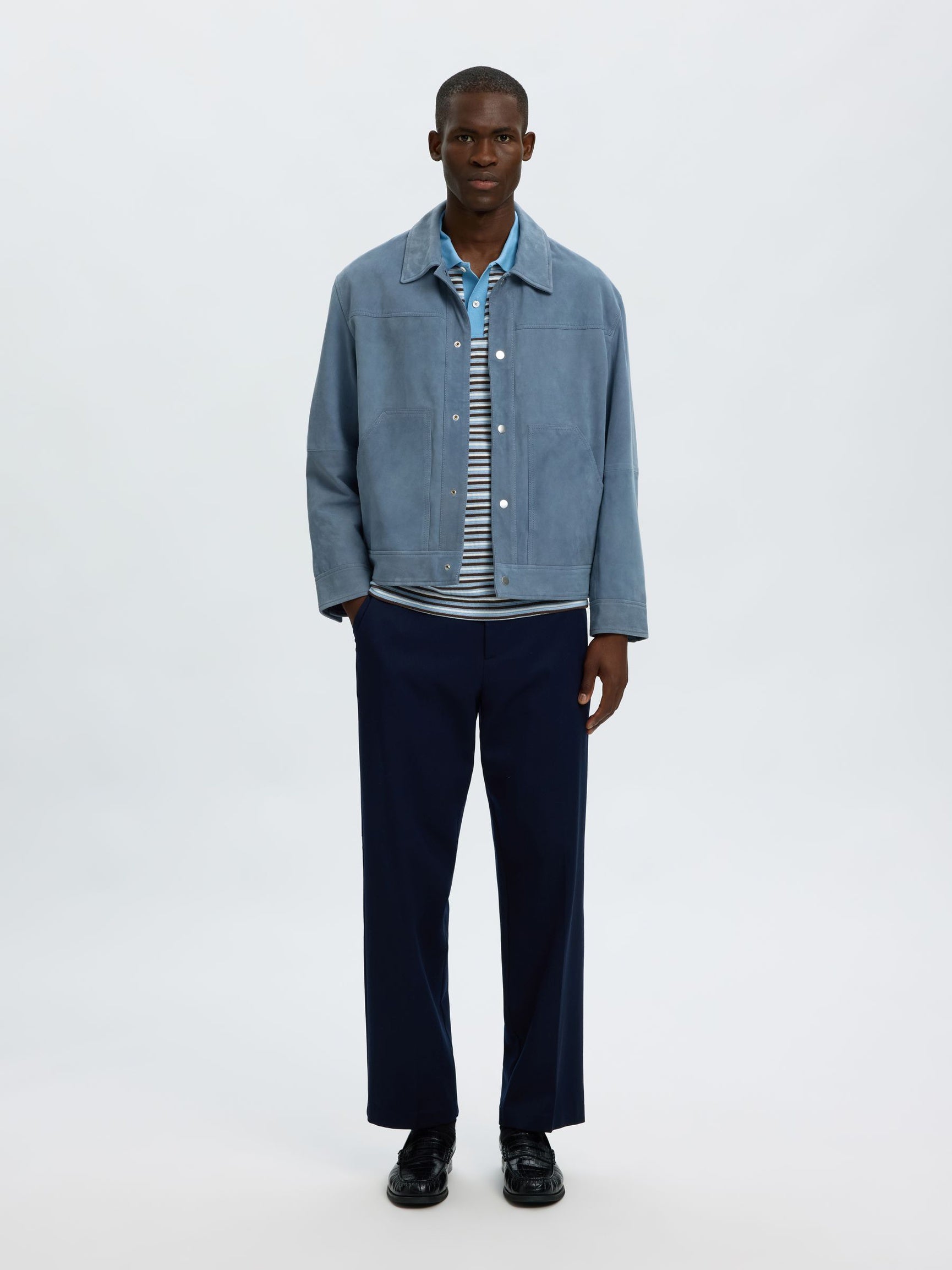 Blue Striped Knitted Polo