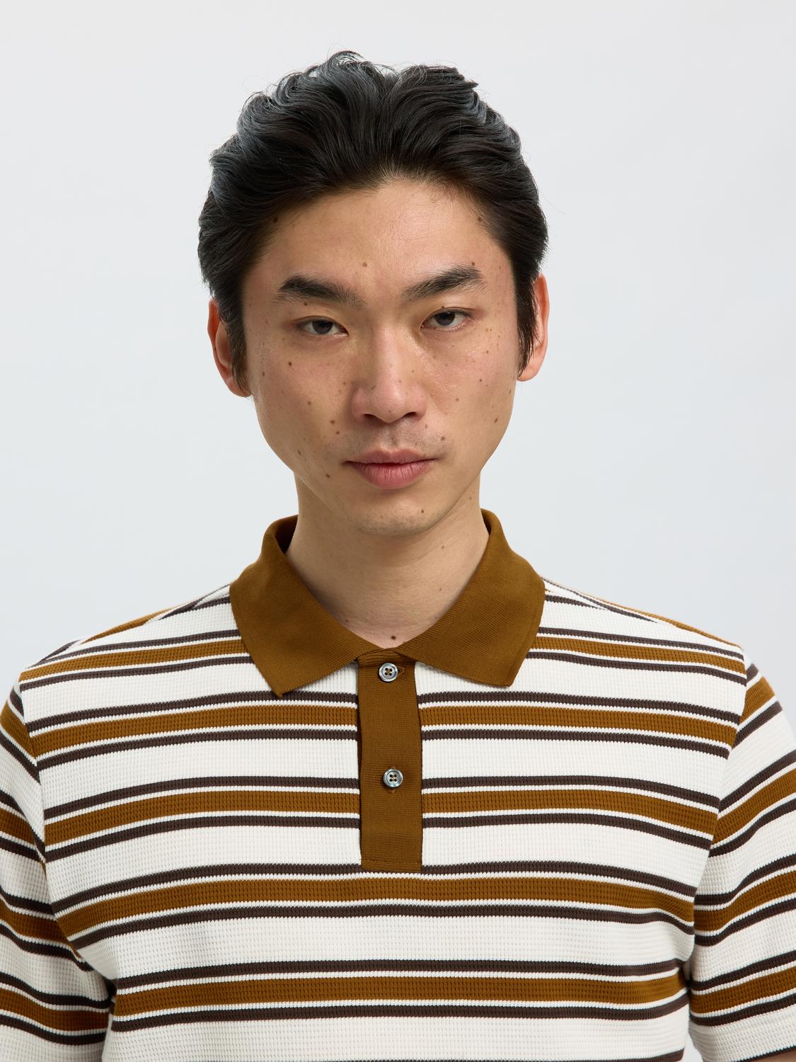 White Striped Knitted Polo