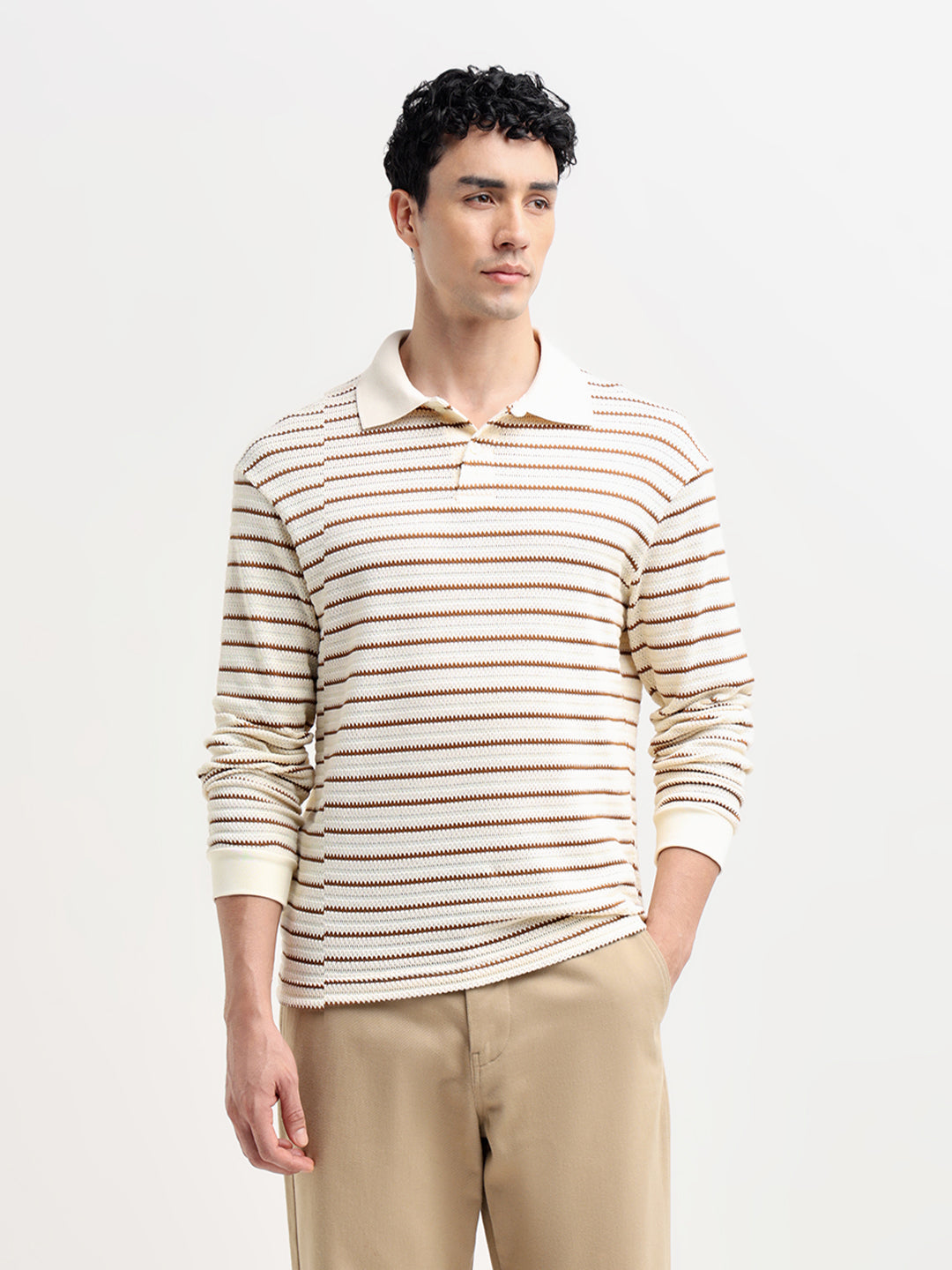 Striped Jacquard Relaxed Fit Polo