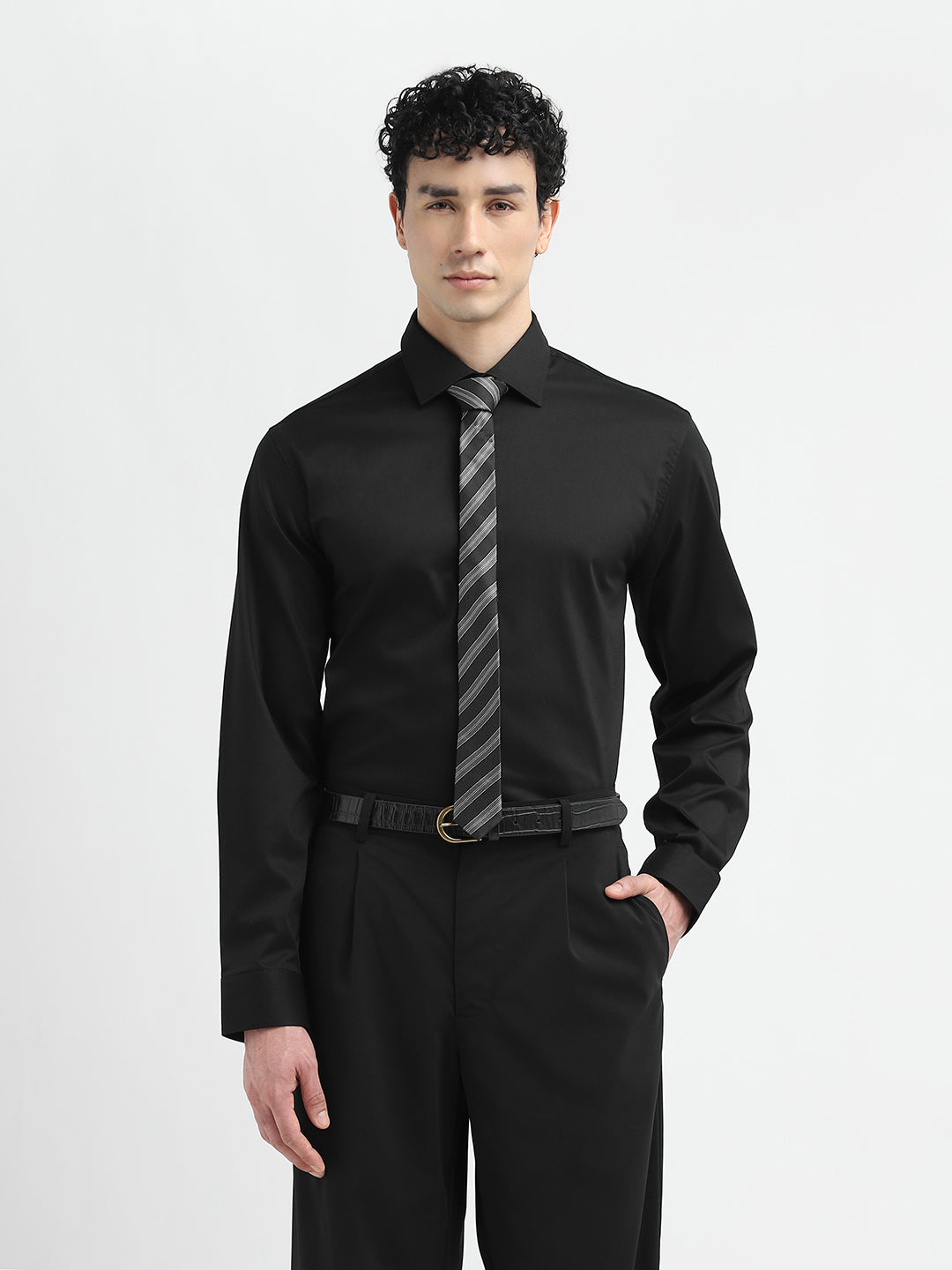 Black Regular Fit Formal Shirt