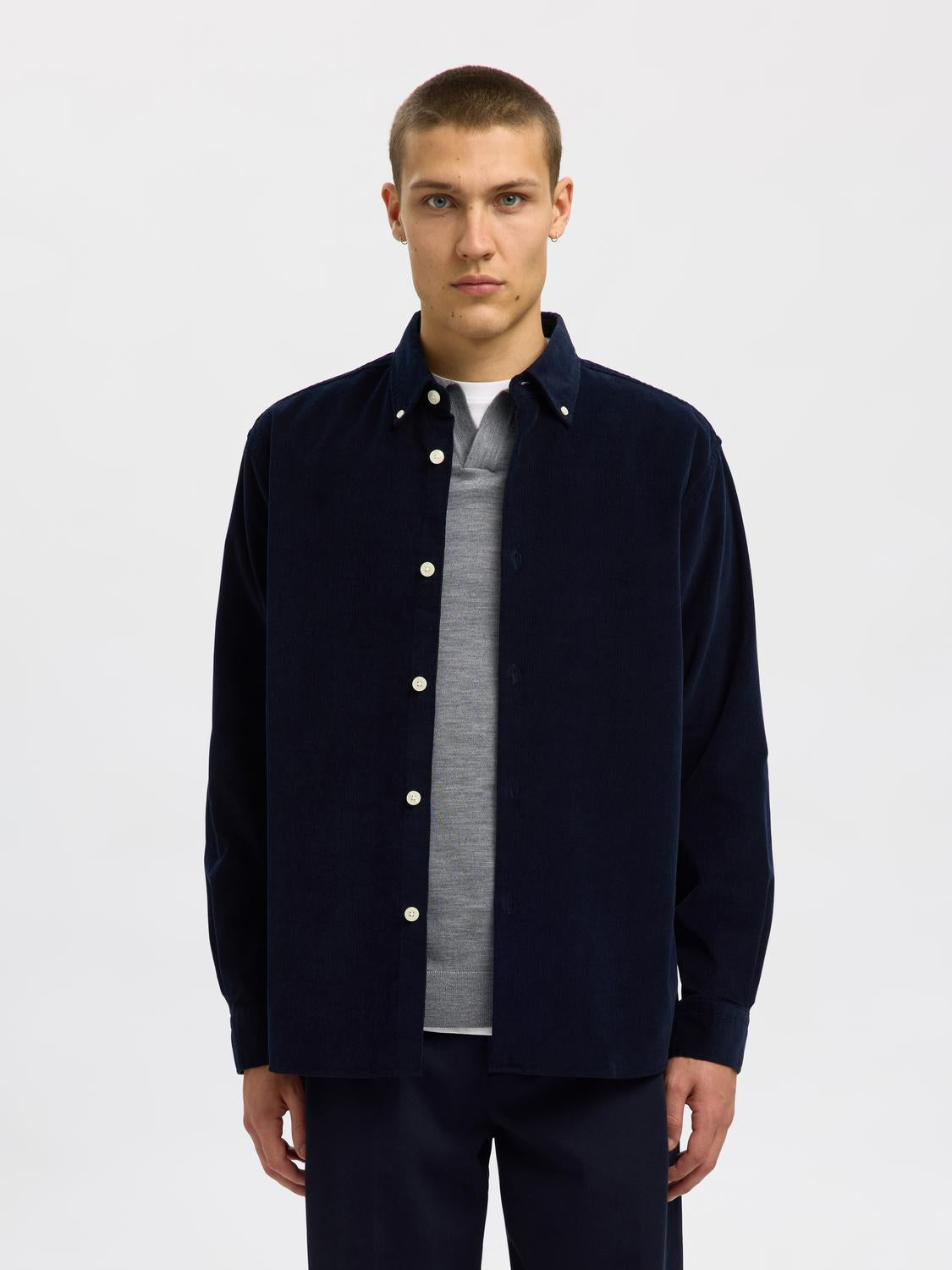 Dark Blue Corduroy Shirt