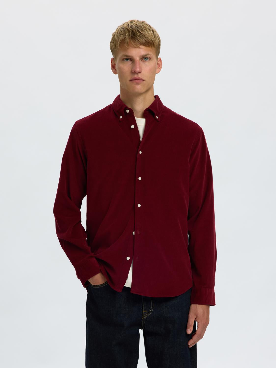 Dark Red Corduroy Shirt