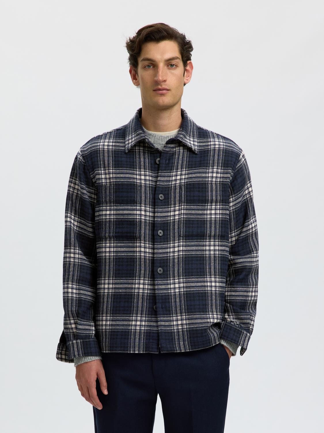 Dark Blue Check Overshirt