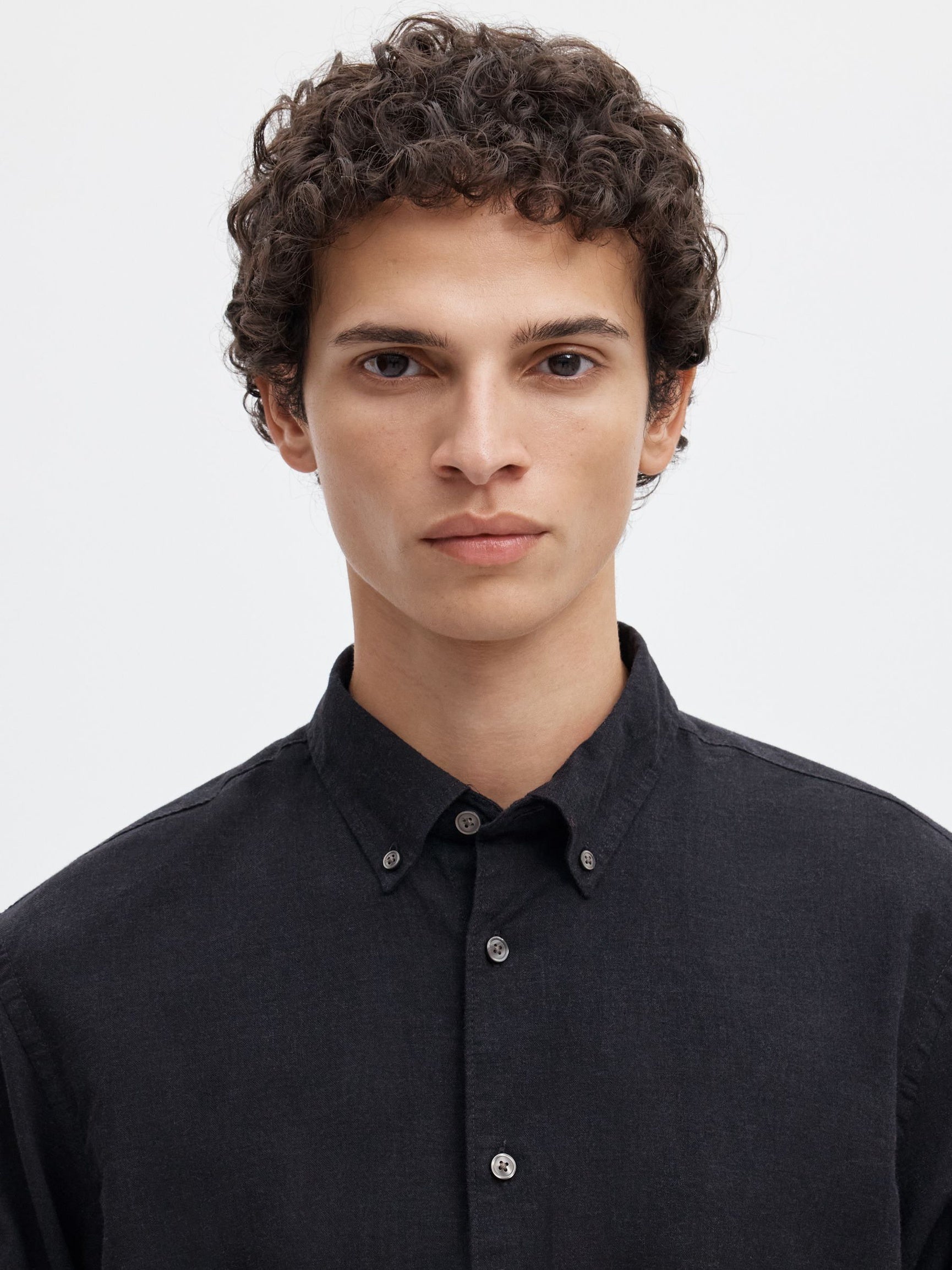 Black Button Down Regular Fit Shirt