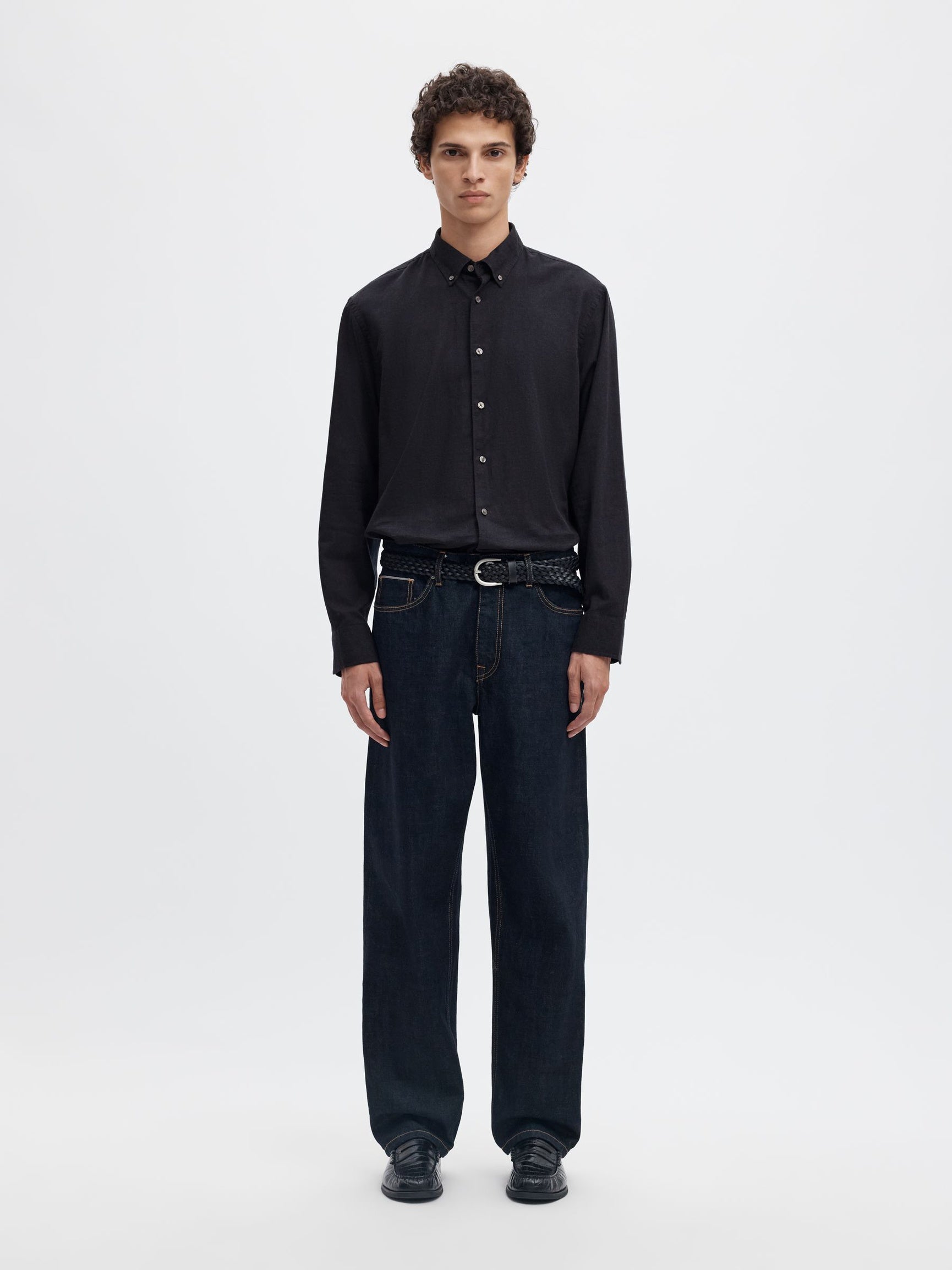 Black Button Down Regular Fit Shirt