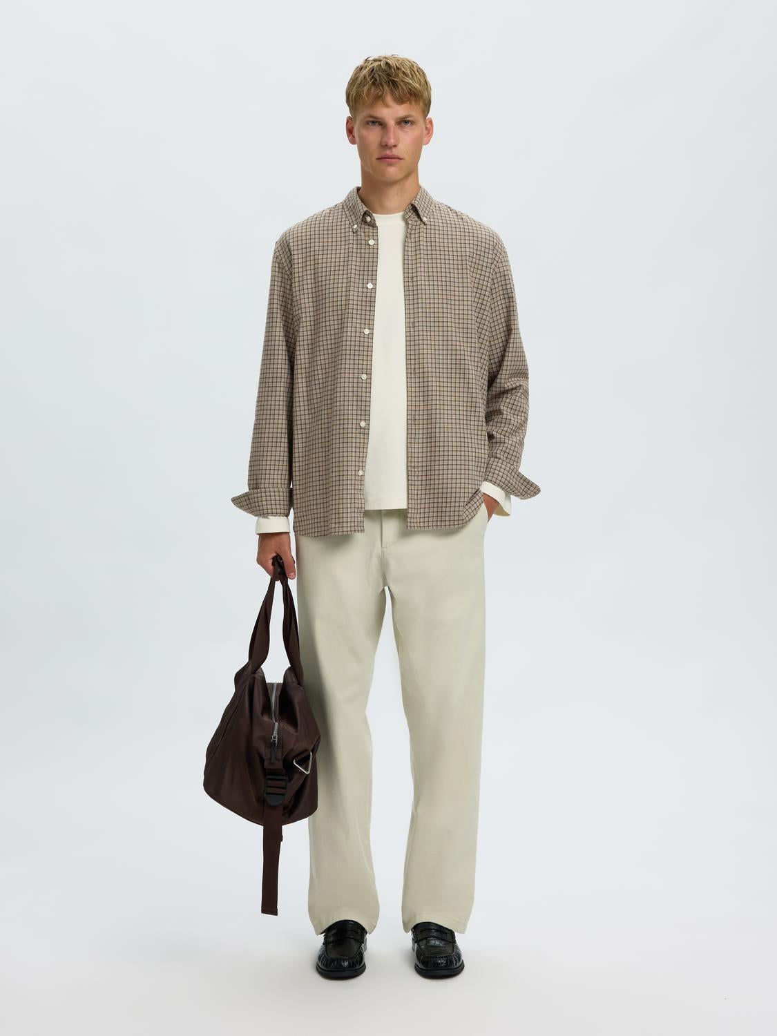 Brown Check Button Down Regular Fit Shirt