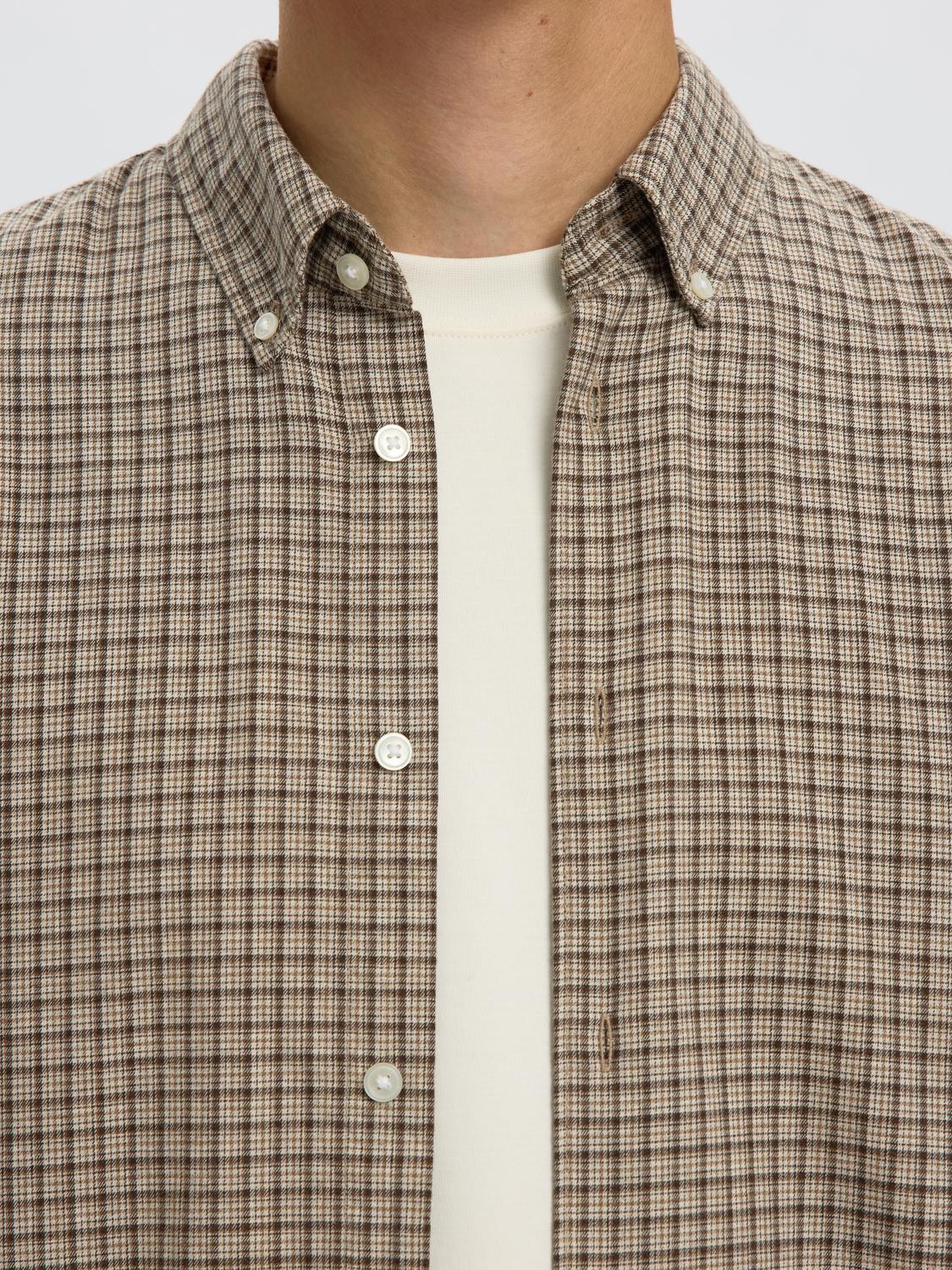 Brown Check Button Down Regular Fit Shirt