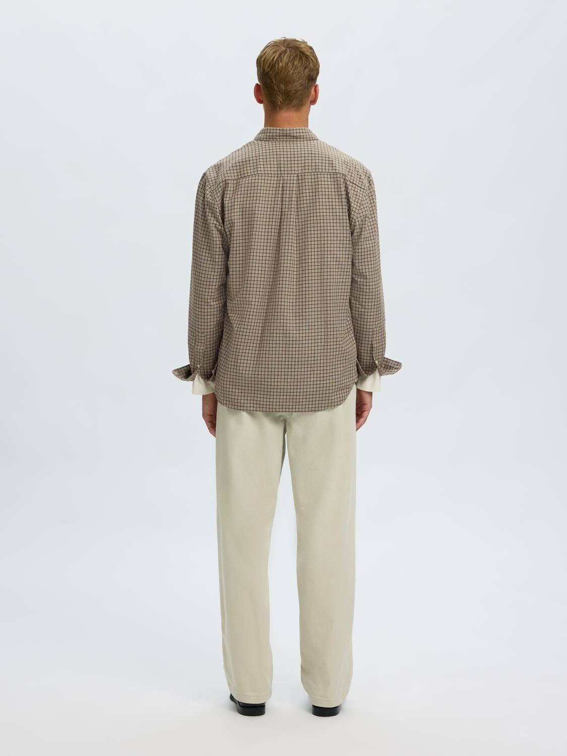 Brown Check Button Down Regular Fit Shirt