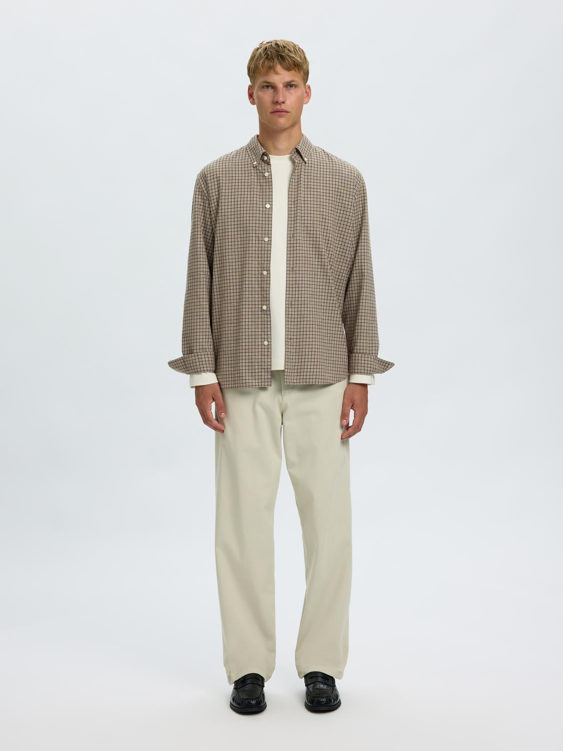 Brown Check Button Down Regular Fit Shirt
