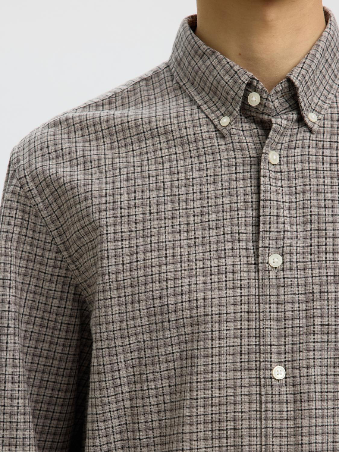 Grey Check Button Down Regular Fit Shirt