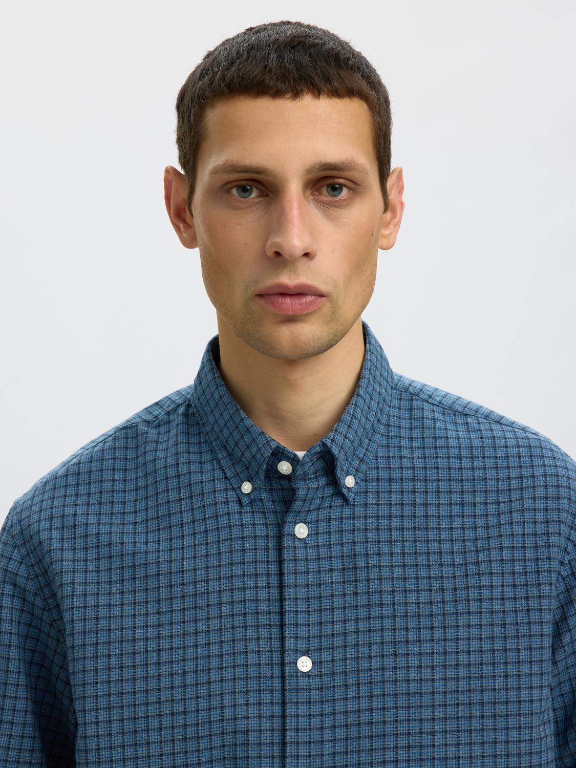 Blue Check Button Down Regular Fit Shirt