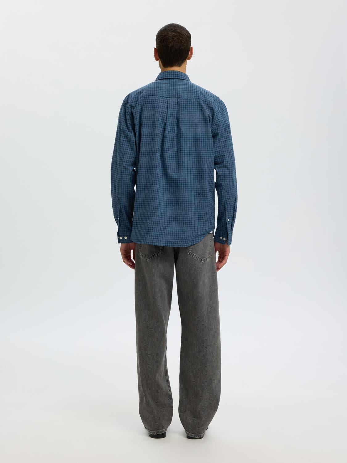 Blue Check Button Down Regular Fit Shirt