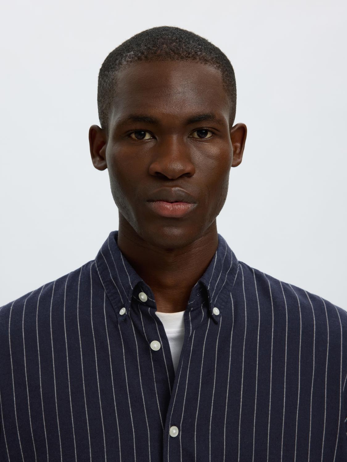 Blue Striped Button Down Regular Fit Shirt