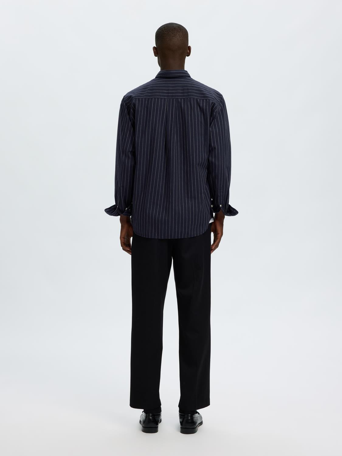 Blue Striped Button Down Regular Fit Shirt
