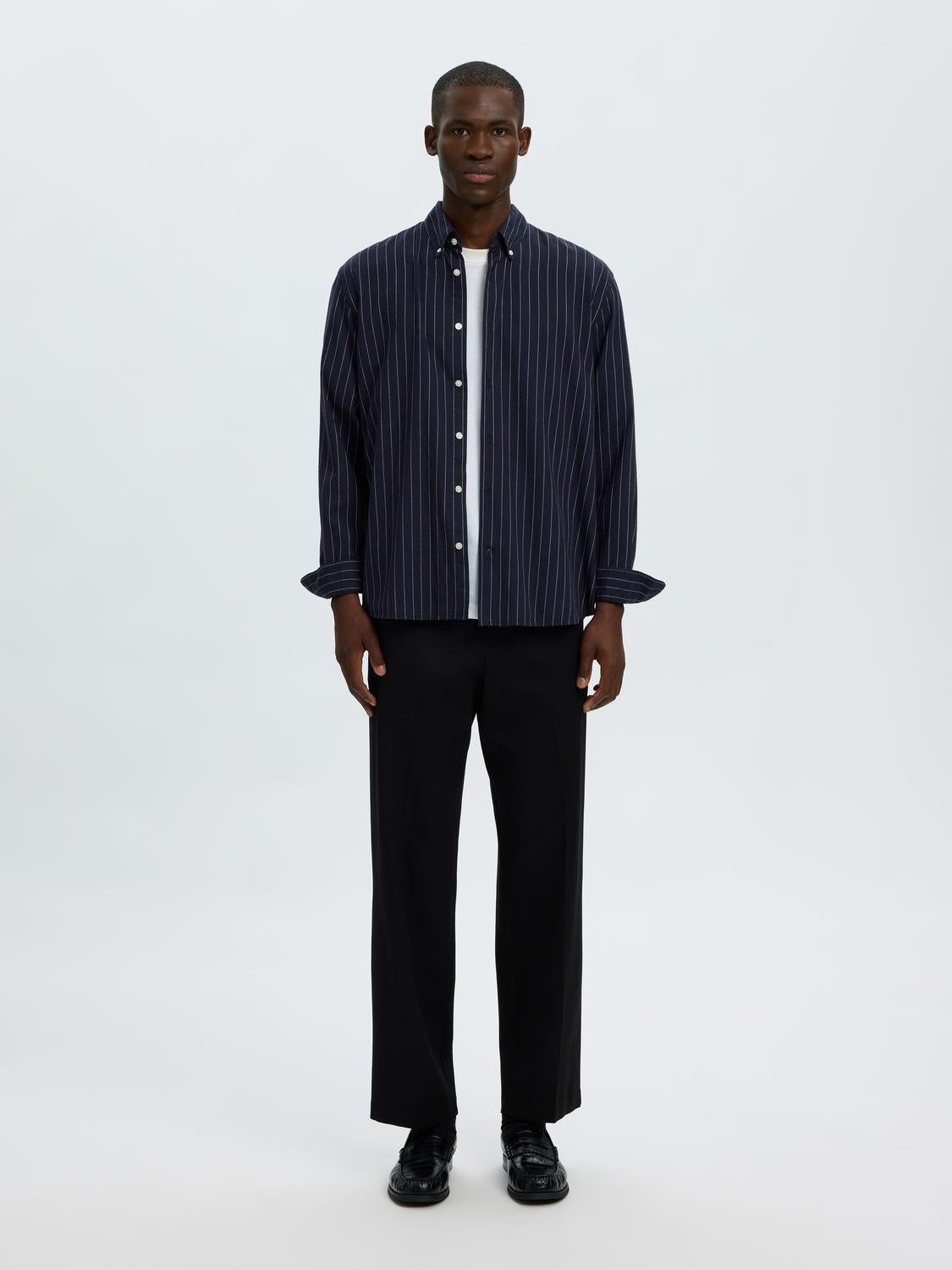 Blue Striped Button Down Regular Fit Shirt